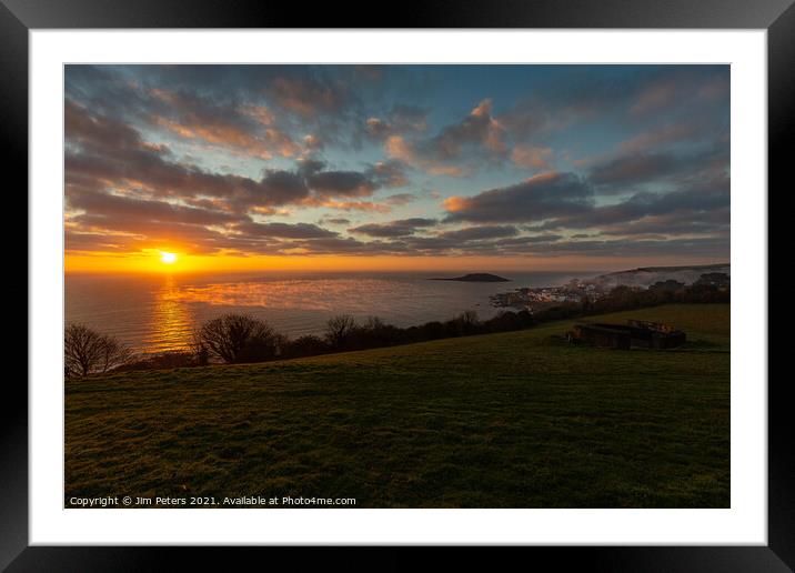 Sunrise in Looe Bay Cornwall Framed Mounted Print by Jim Peters