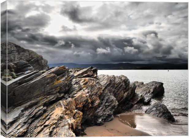 Wales beach sea and rocks with clouds in sky Canvas Print by mark humpage