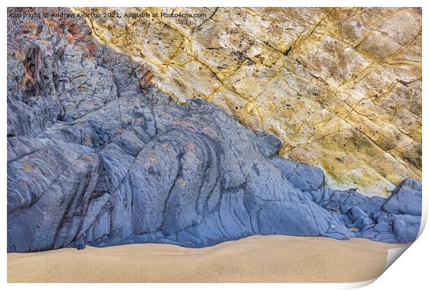 Rock textures and colours on a Pembrokeshire beach Print by Andrew Kearton