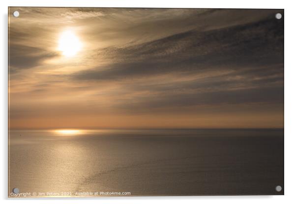 Warm cloudy Sunrise in Looe Bay Acrylic by Jim Peters
