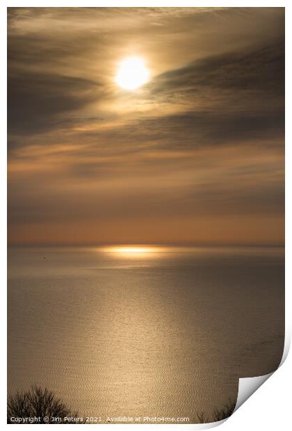 Moody sunrise in Looe Bay Print by Jim Peters