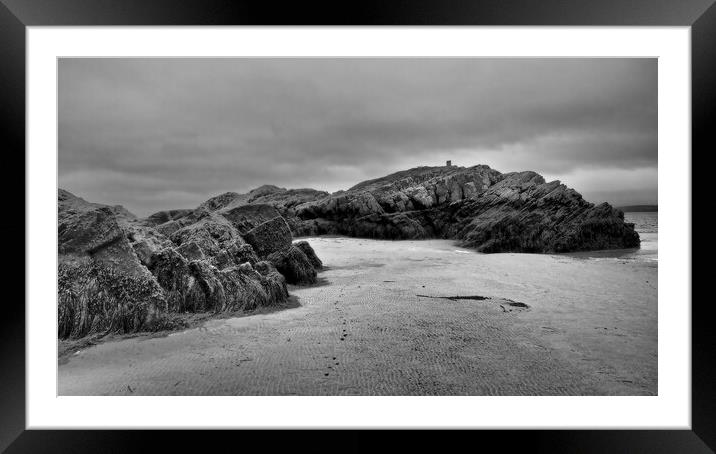 North Wales rocks and sea Framed Mounted Print by mark humpage