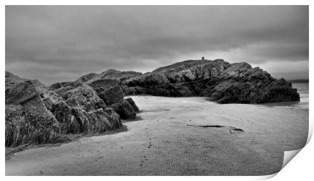 North Wales rocks and sea Print by mark humpage