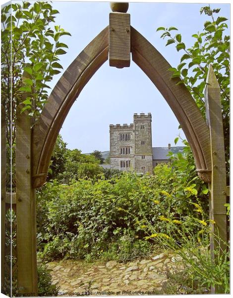Pengersick Castle, Garden And Wooden Arch Cornwall Canvas Print by Ernest Sampson