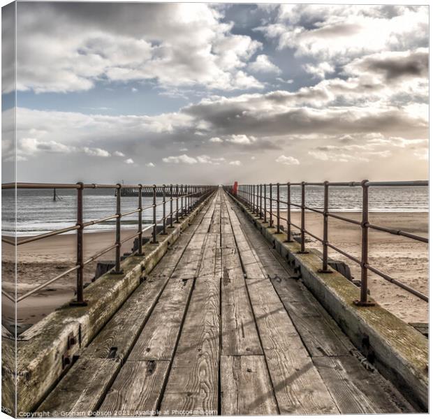 Blyth Pier, Northumberland Canvas Print by Graham Dobson