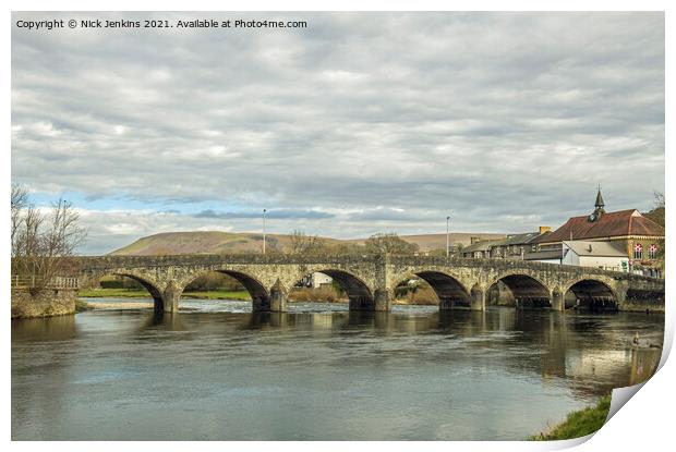 The Wye Bridge at Builth Wells in Brecknockshire P Print by Nick Jenkins
