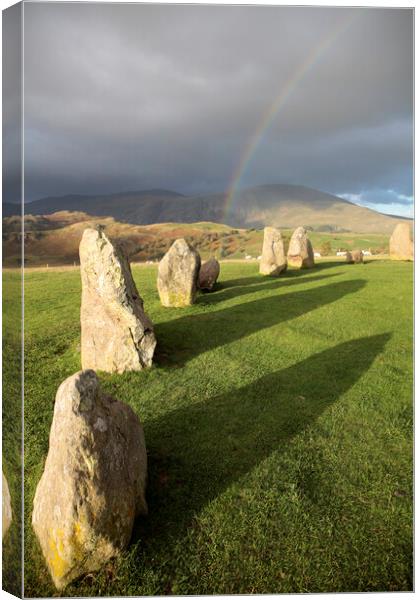 Castlerigg Stone Circle and Rainbow Canvas Print by Neil Overy