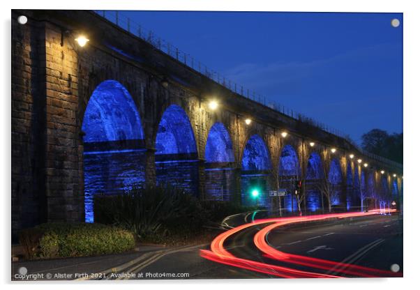 Traffic trails at the viaduct Acrylic by Alister Firth Photography