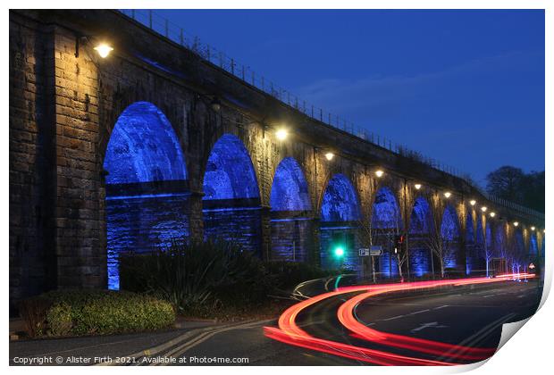 Traffic trails at the viaduct Print by Alister Firth Photography