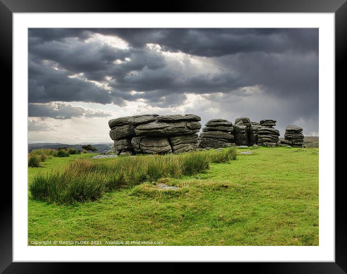 Rain forecast at Combstone Tor Framed Mounted Print by DAVID FLORY