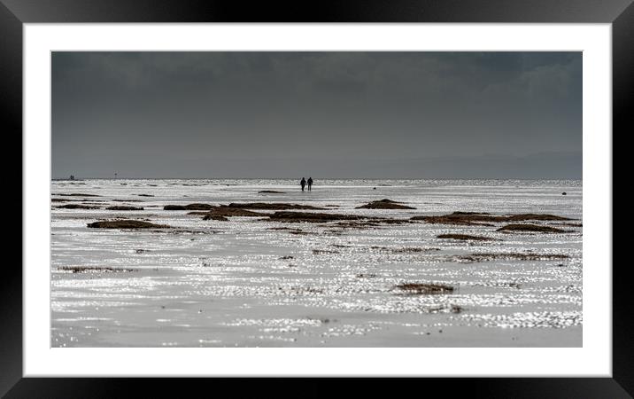 A stroll on the beach West Kirby Wirral Framed Mounted Print by Jonathon barnett