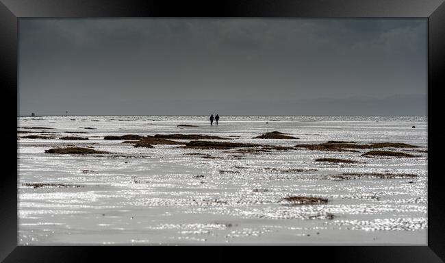 A stroll on the beach West Kirby Wirral Framed Print by Jonathon barnett