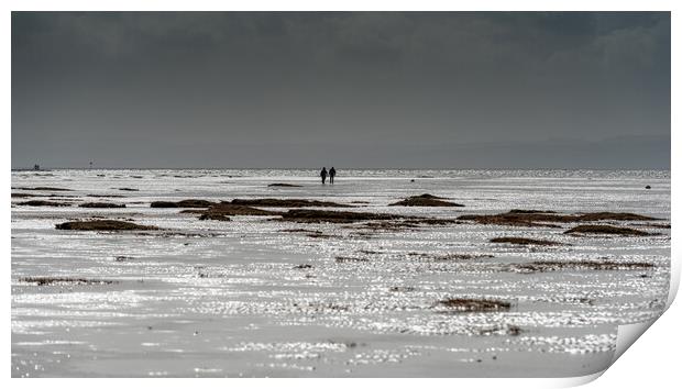 A stroll on the beach West Kirby Wirral Print by Jonathon barnett