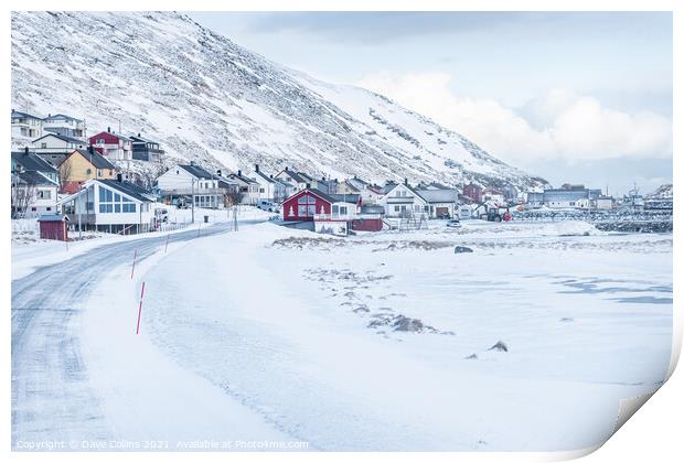 A view of the village in winter, Skarsvag, Norway Print by Dave Collins