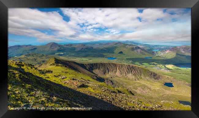 Snowdon Moutain View Framed Print by Adrian Evans