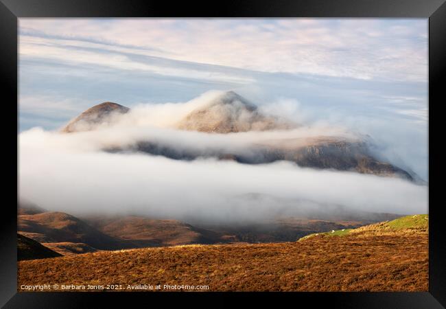 Cul Mor Autumn Mists Assynt Scotland Framed Print by Barbara Jones