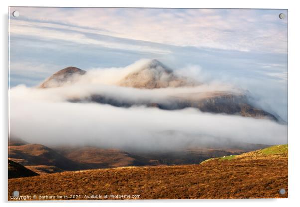 Cul Mor Autumn Mists Assynt Scotland Acrylic by Barbara Jones