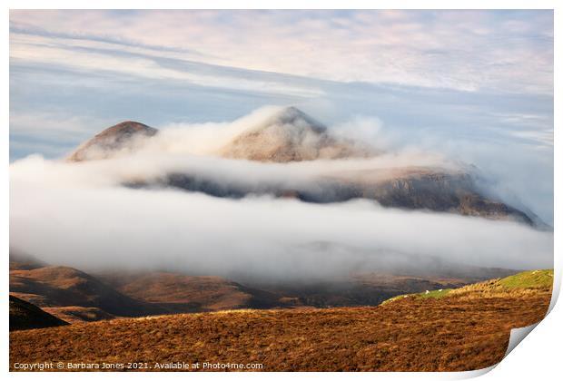 Cul Mor Autumn Mists Assynt Scotland Print by Barbara Jones