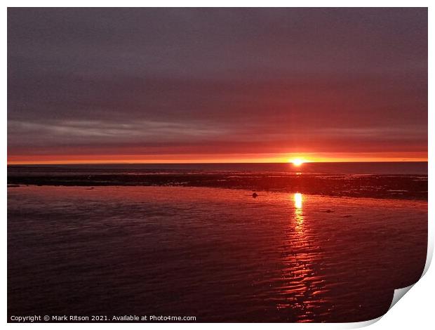 Below the Rain Clouds Abstract Beach Sunset  Print by Mark Ritson