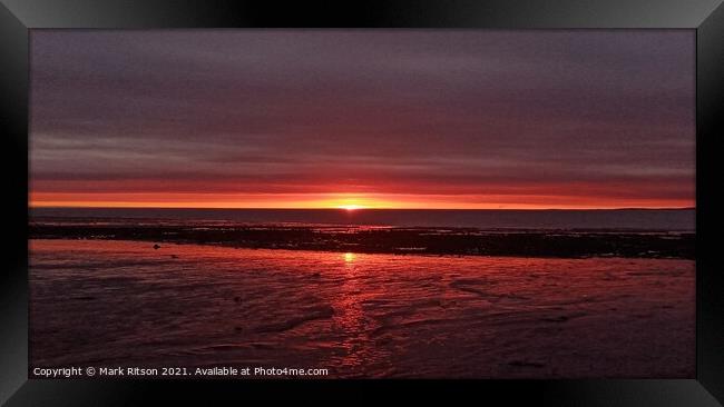  Horizon Flash Abstract Beach Sunset Framed Print by Mark Ritson