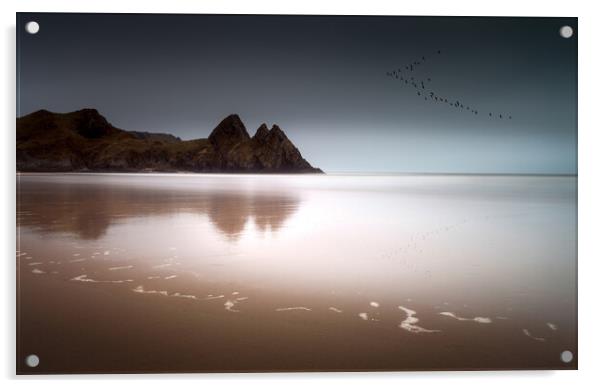 Three Cliffs Bay Acrylic by Leighton Collins