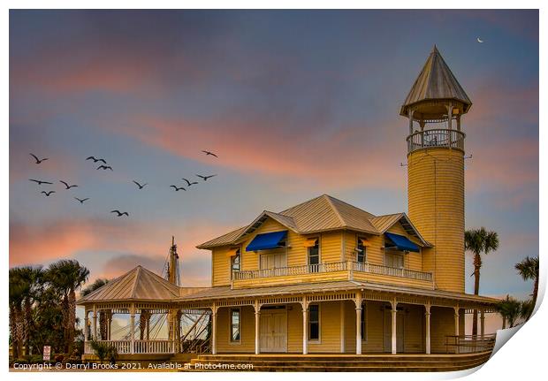 Pavilion House and Tower at Dusk Print by Darryl Brooks