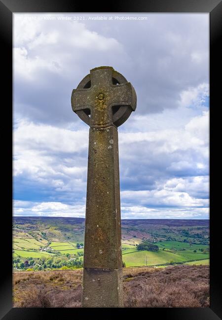 Cross overlooking Rosedale Abbey Framed Print by Kevin Winter