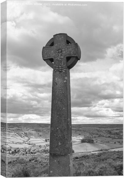 Cross overlooking Rosedale Abbey Canvas Print by Kevin Winter