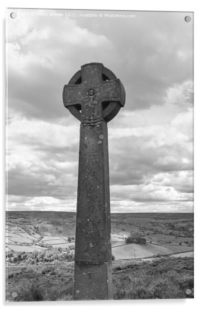 Cross overlooking Rosedale Abbey Acrylic by Kevin Winter