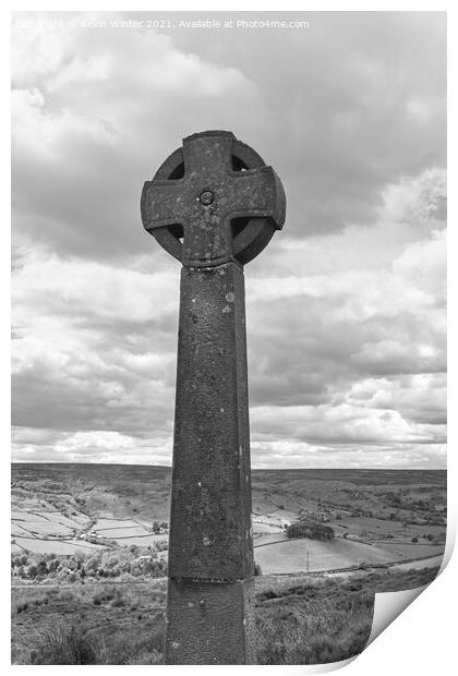 Cross overlooking Rosedale Abbey Print by Kevin Winter
