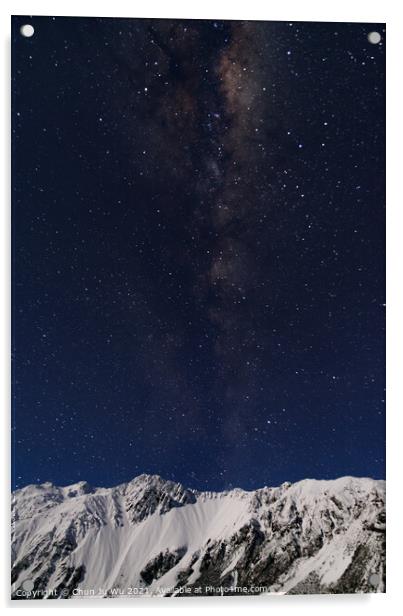 Galaxy and the snow mountains in Mt Cook National Park, New Zealand Acrylic by Chun Ju Wu
