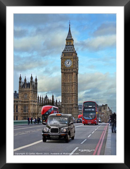 London, UK - Iconic Elizabeth Tower / Big Ben Framed Mounted Print by Carlos Alkmin