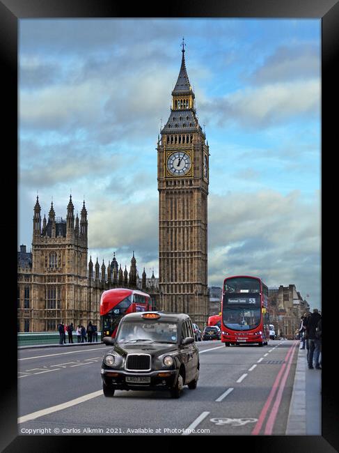 London, UK - Iconic Elizabeth Tower / Big Ben Framed Print by Carlos Alkmin