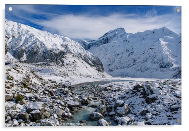 Hooker Valley Track in winter, Mt Cook National Park, New Zealand Acrylic by Chun Ju Wu