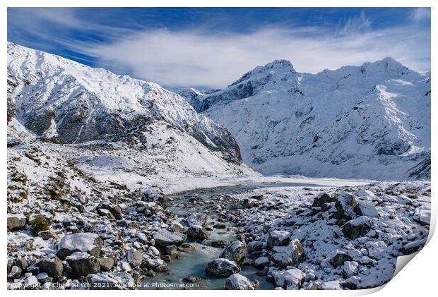 Hooker Valley Track in winter, Mt Cook National Park, New Zealand Print by Chun Ju Wu