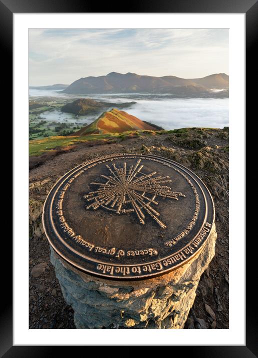 Catbells Trigpoint Framed Mounted Print by David Semmens
