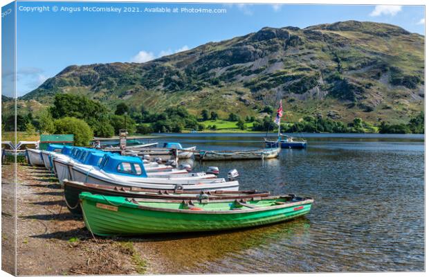 Boats for hire, Ullswater Canvas Print by Angus McComiskey
