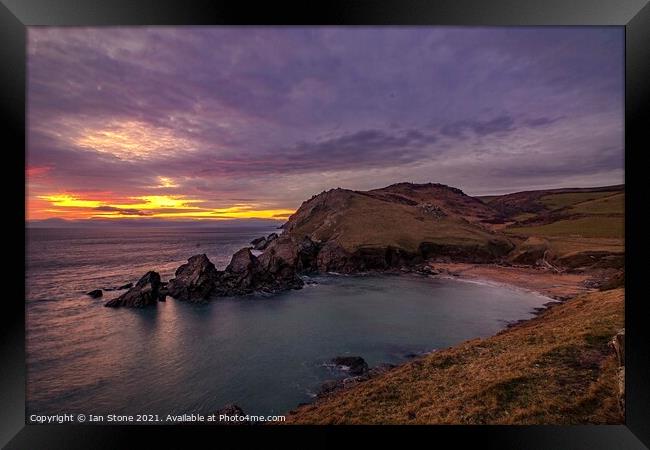 Majestic Sunset Over South Hams Beach Framed Print by Ian Stone