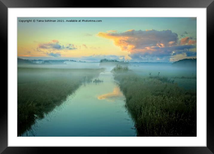 Dusktime Mist over Blue River Framed Mounted Print by Taina Sohlman