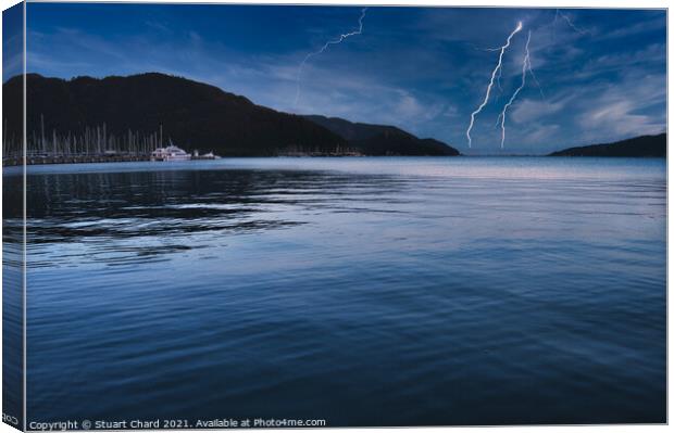 Lightening at sea Canvas Print by Travel and Pixels 