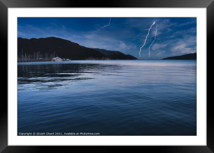 Lightening at sea Framed Mounted Print by Travel and Pixels 