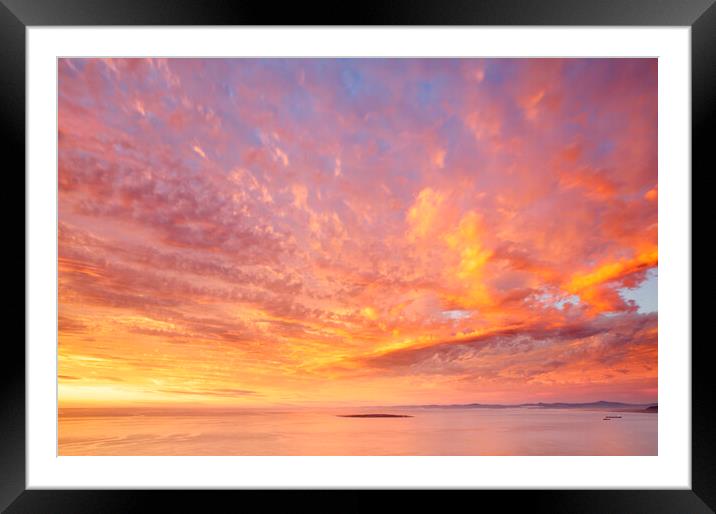 Robben Island Sunset, South Africa Framed Mounted Print by Neil Overy