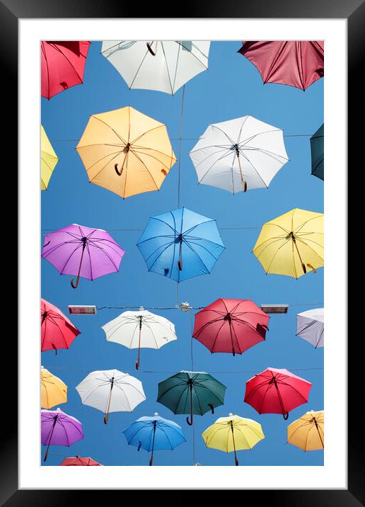 Colorful Umbrellas Framed Mounted Print by Neil Overy