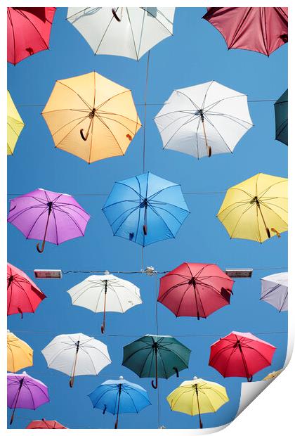 Colorful Umbrellas Print by Neil Overy