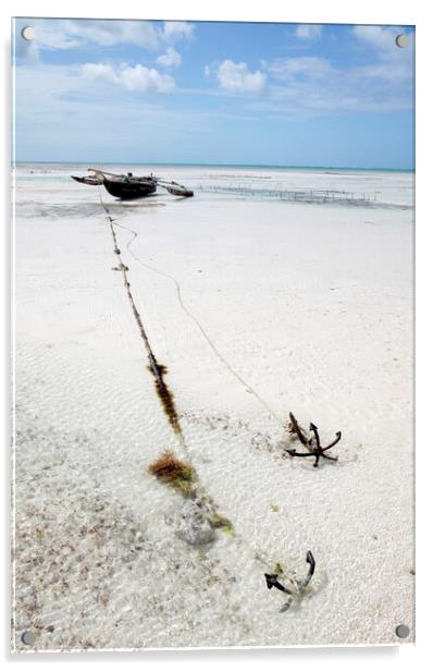 Ngalawa boat, Zanzibar Acrylic by Neil Overy