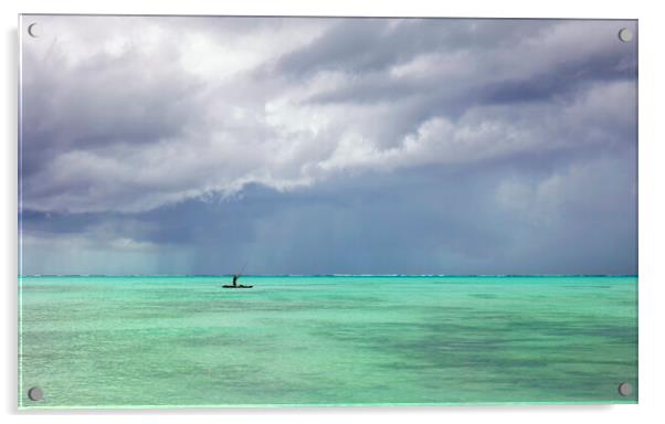 Storm Clouds gather over a boat, Zanzibar Acrylic by Neil Overy