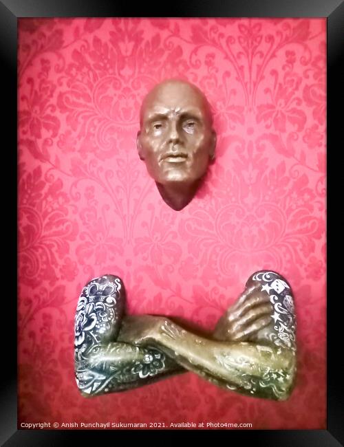 statue of a man on wall Framed Print by Anish Punchayil Sukumaran