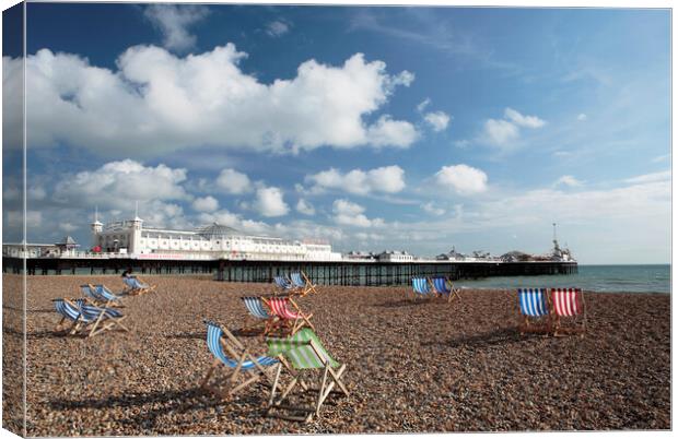 Brighton Beach and Palace Pier Canvas Print by Neil Overy