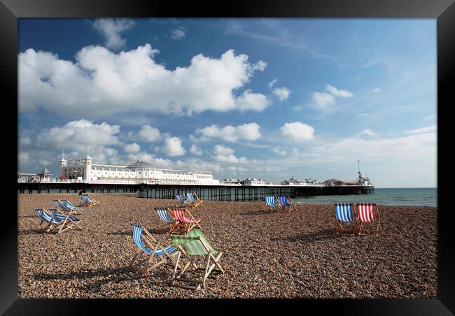 Brighton Beach and Palace Pier Framed Print by Neil Overy