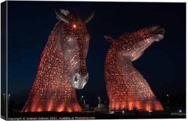 The Kelpies, Scotland. (red) Canvas Print by Graham Dobson